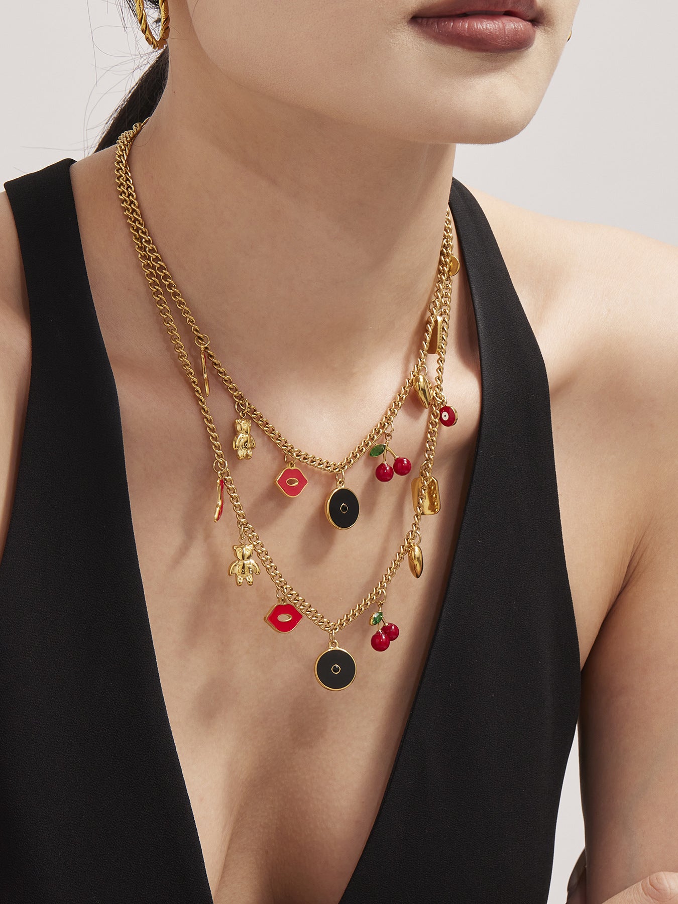 316L Stainless Steel 18K Gold Plated DIY Enamel Charm Customizable Clavicle Necklace - Image 6