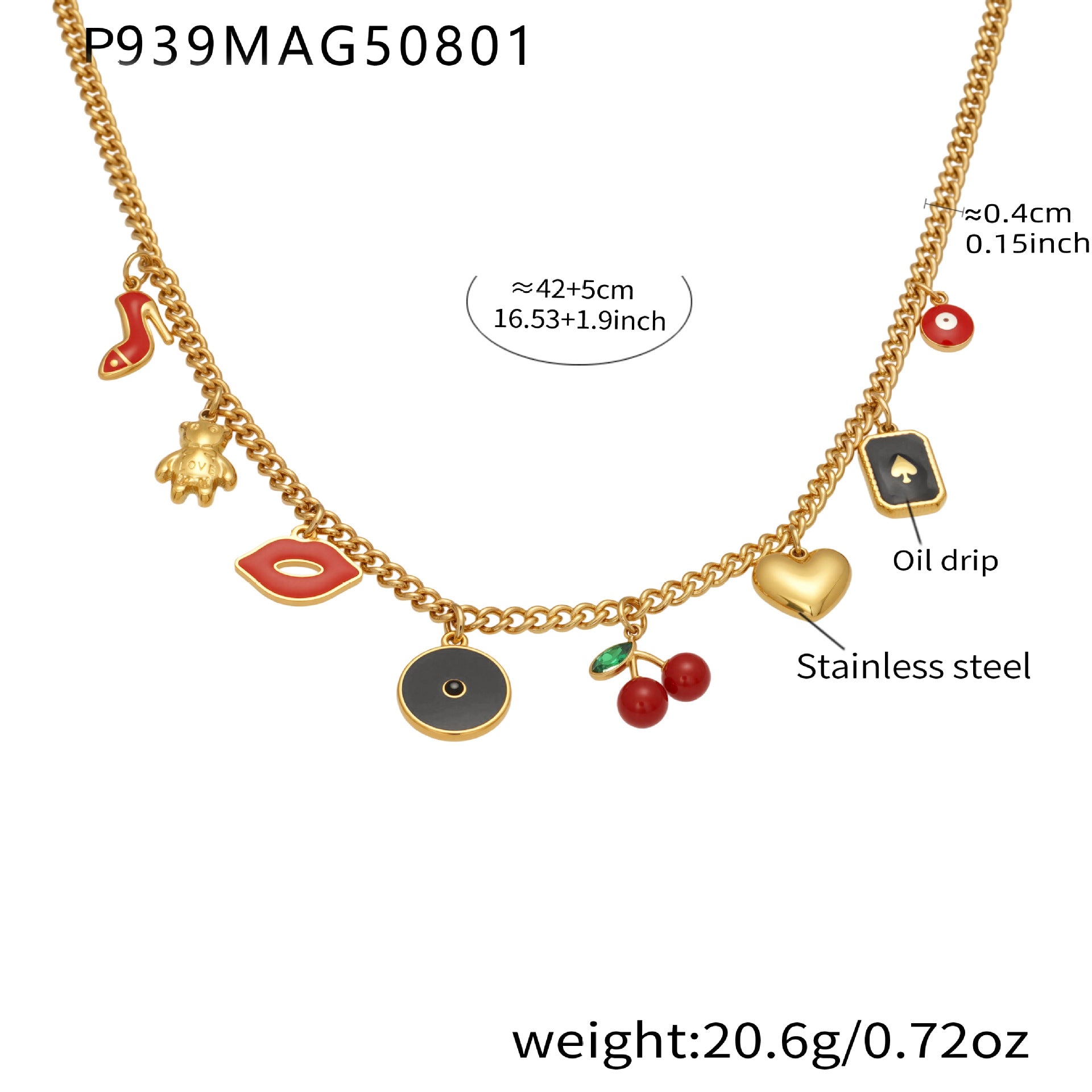 316L Stainless Steel 18K Gold Plated DIY Enamel Charm Customizable Clavicle Necklace - Image 7