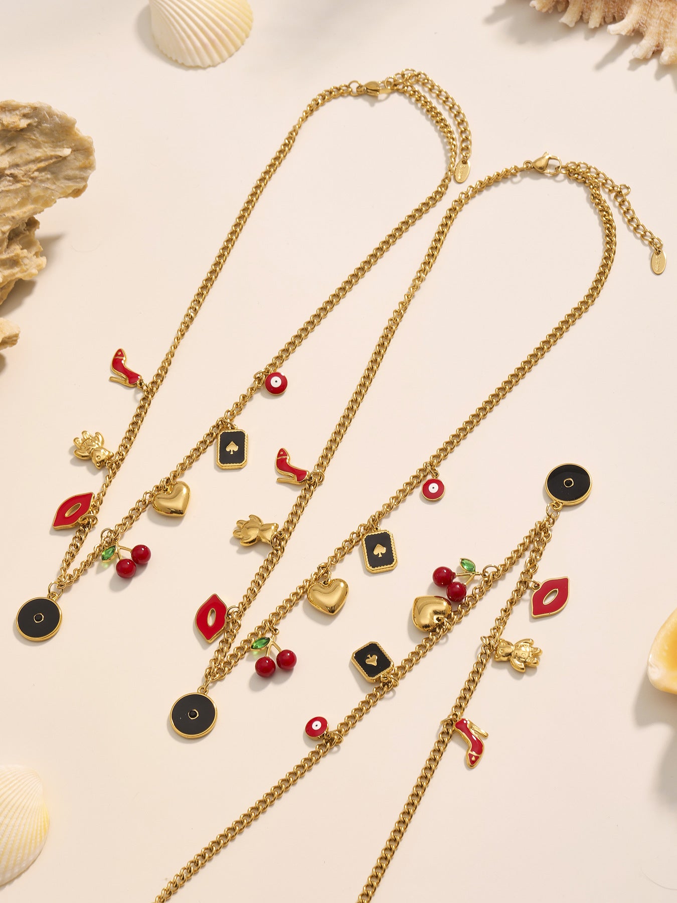 316L Stainless Steel 18K Gold Plated DIY Enamel Charm Customizable Clavicle Necklace - Image 9