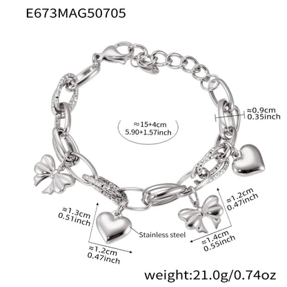 316L Stainless Steel 18K Gold Plated DIY Heart & Bear Charm Bracelet Set - Image 12