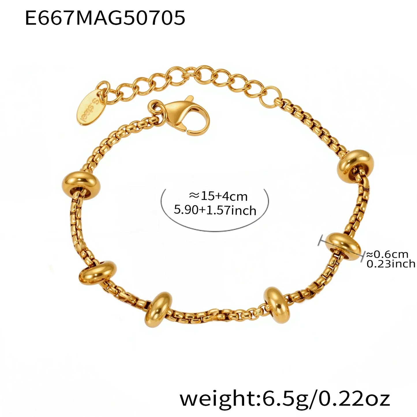316L Stainless Steel 18K Gold Plated DIY Heart & Bear Charm Bracelet Set - Image 18