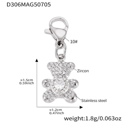 316L Stainless Steel 18K Gold Plated DIY Heart & Bear Charm Bracelet Set - Image 24