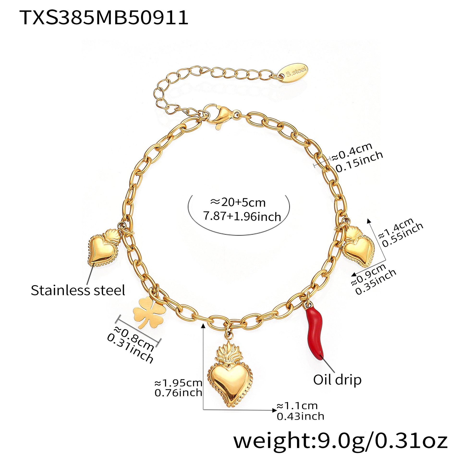 316L Stainless Steel 18K Gold Plated DIY Multi-Element Zircon Anklet - Image 10