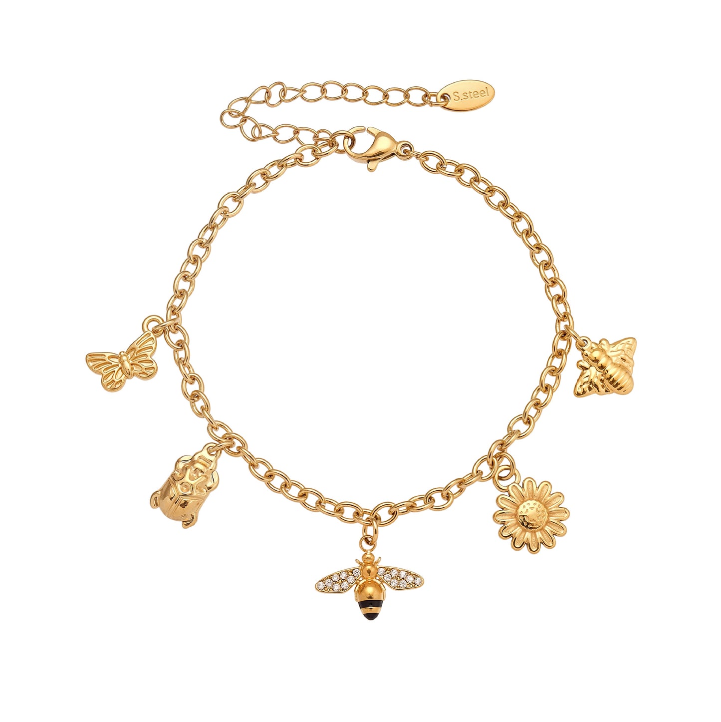 316L Stainless Steel 18K Gold Plated DIY Multi-Element Zircon Anklet - Image 2