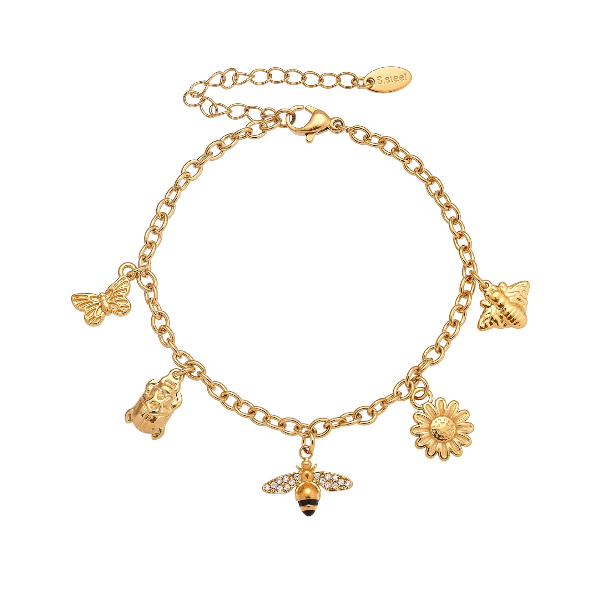 316L Stainless Steel 18K Gold Plated DIY Multi-Element Zircon Anklet - Image 2