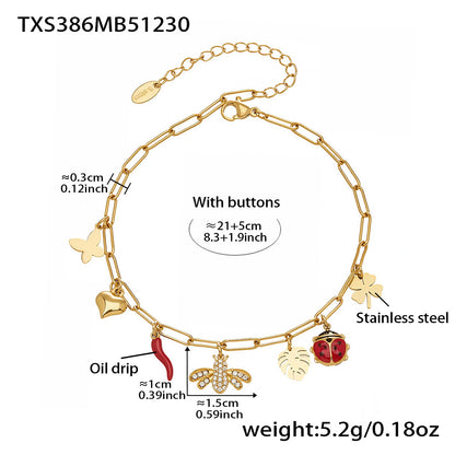 316L Stainless Steel 18K Gold Plated DIY Multi-Element Zircon Anklet - Image 4