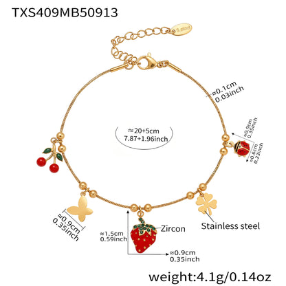 316L Stainless Steel 18K Gold Plated DIY Multi-Element Zircon Anklet - Image 6