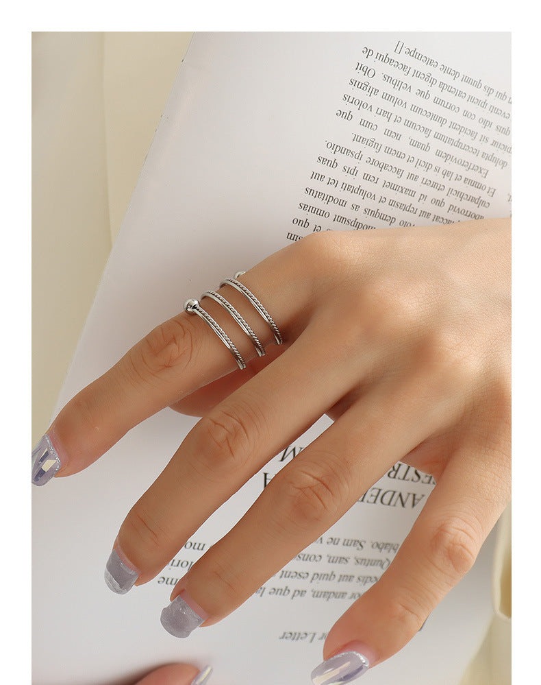 316L Stainless Steel 18K Gold Plated Double Layer Twist Spring Spinner Ring - Image 2