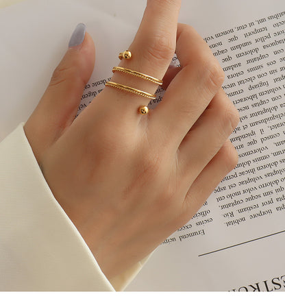 316L Stainless Steel 18K Gold Plated Double Layer Twist Spring Spinner Ring - Image 4