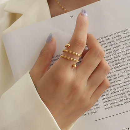 316L Stainless Steel 18K Gold Plated Double Layer Twist Spring Spinner Ring - Image 5