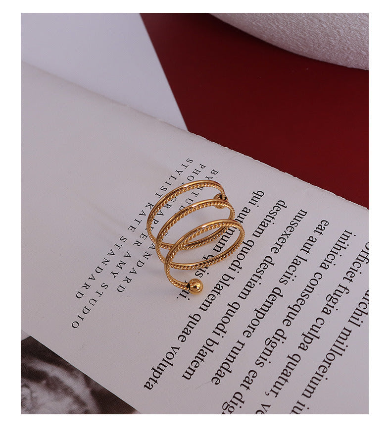 316L Stainless Steel 18K Gold Plated Double Layer Twist Spring Spinner Ring - Image 6