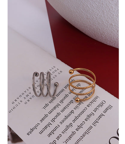 316L Stainless Steel 18K Gold Plated Double Layer Twist Spring Spinner Ring - Image 7