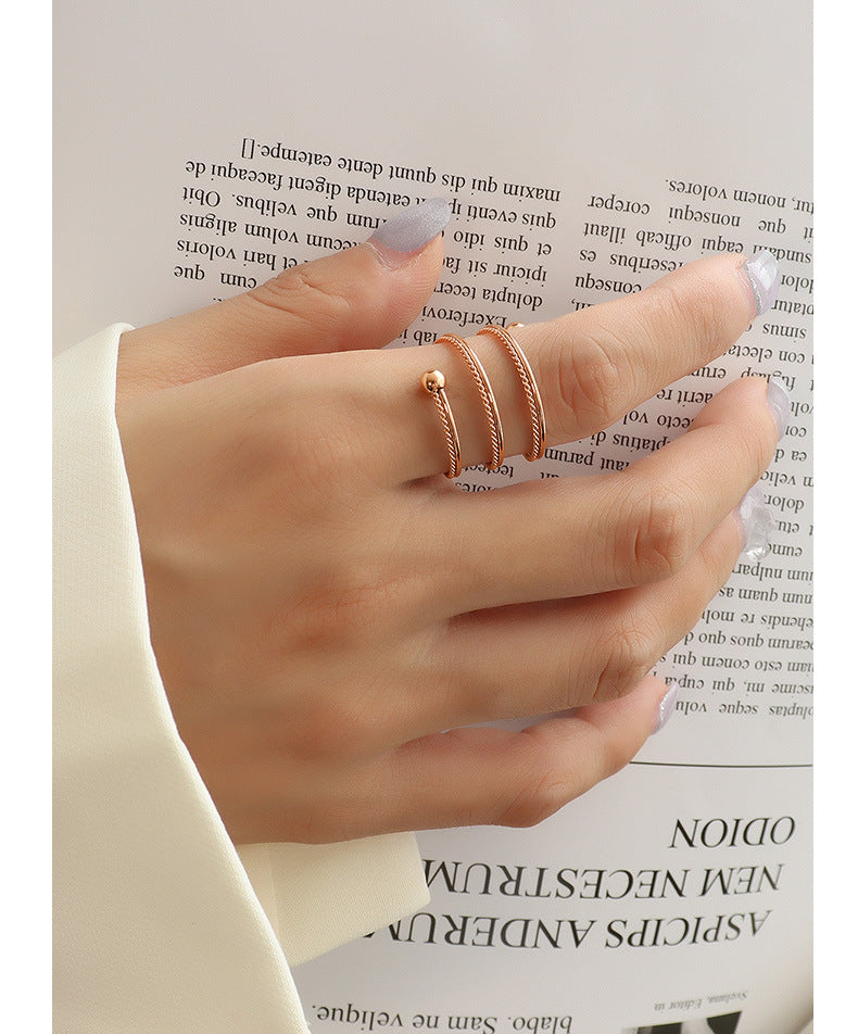 316L Stainless Steel 18K Gold Plated Double Layer Twist Spring Spinner Ring - Image 8