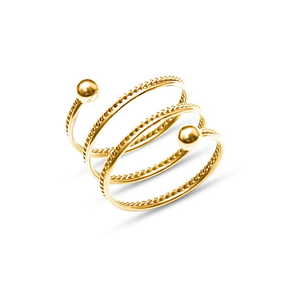 316L Stainless Steel 18K Gold Plated Double Layer Twist Spring Spinner Ring - Image 9