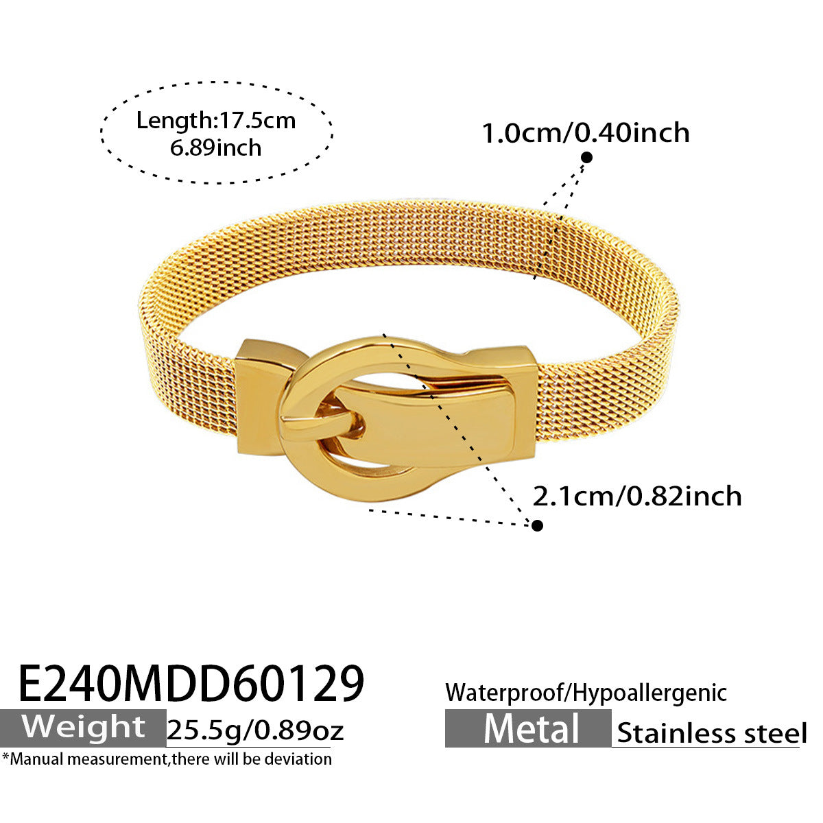 316L Stainless Steel 18K Gold Plated Elegant Magnetic Buckle Bracelet - Image 10