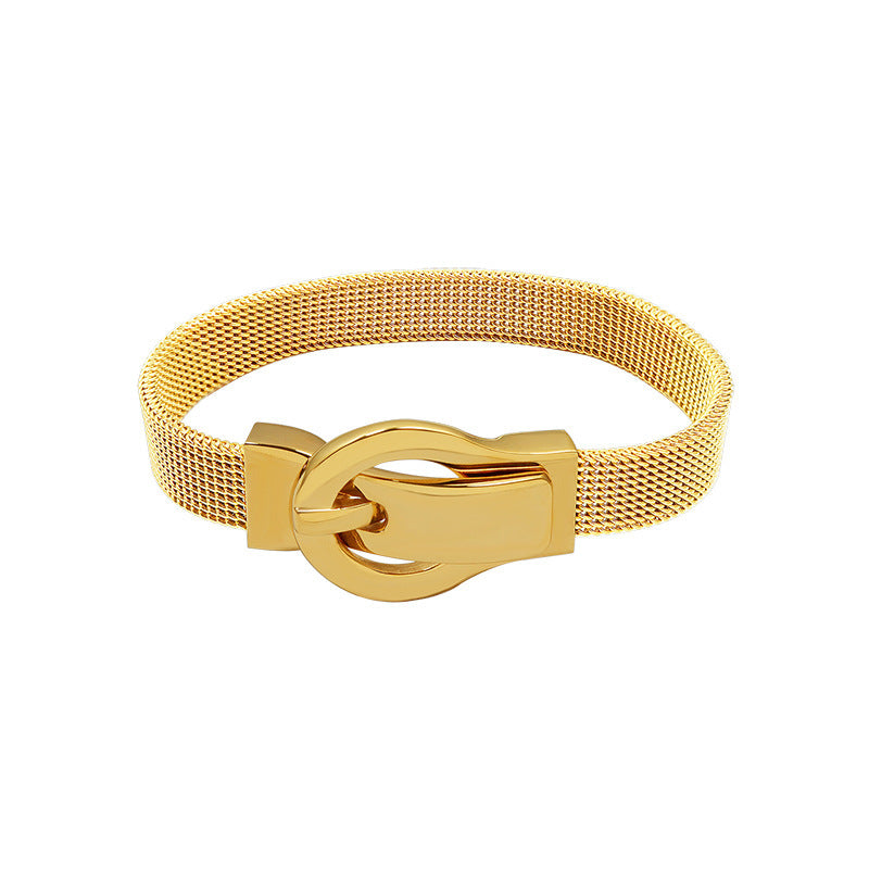 316L Stainless Steel 18K Gold Plated Elegant Magnetic Buckle Bracelet - Image 11