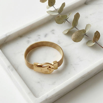 316L Stainless Steel 18K Gold Plated Elegant Magnetic Buckle Bracelet - Image 5