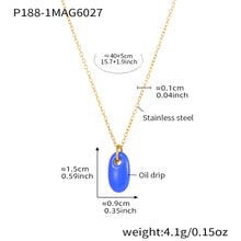 316L Stainless Steel 18K Gold Plated Enamel Oval Pendant Necklace - Image 12