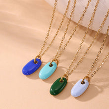 316L Stainless Steel 18K Gold Plated Enamel Oval Pendant Necklace - Image 13