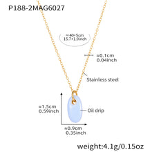 316L Stainless Steel 18K Gold Plated Enamel Oval Pendant Necklace - Image 9