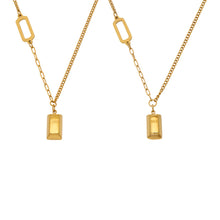 316L Stainless Steel 18K Gold Plated Engraved Letter Good Fortune Bar Pendant Necklace - Image 11