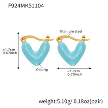 316L Stainless Steel 18K Gold Plated Exquisite Enamel Heart Huggie Hoop Earrings - Image 8