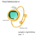 Gold / Light Green Glass Stone / Size 7
