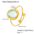 Gold / Light Blue Glass Stone / Size 7