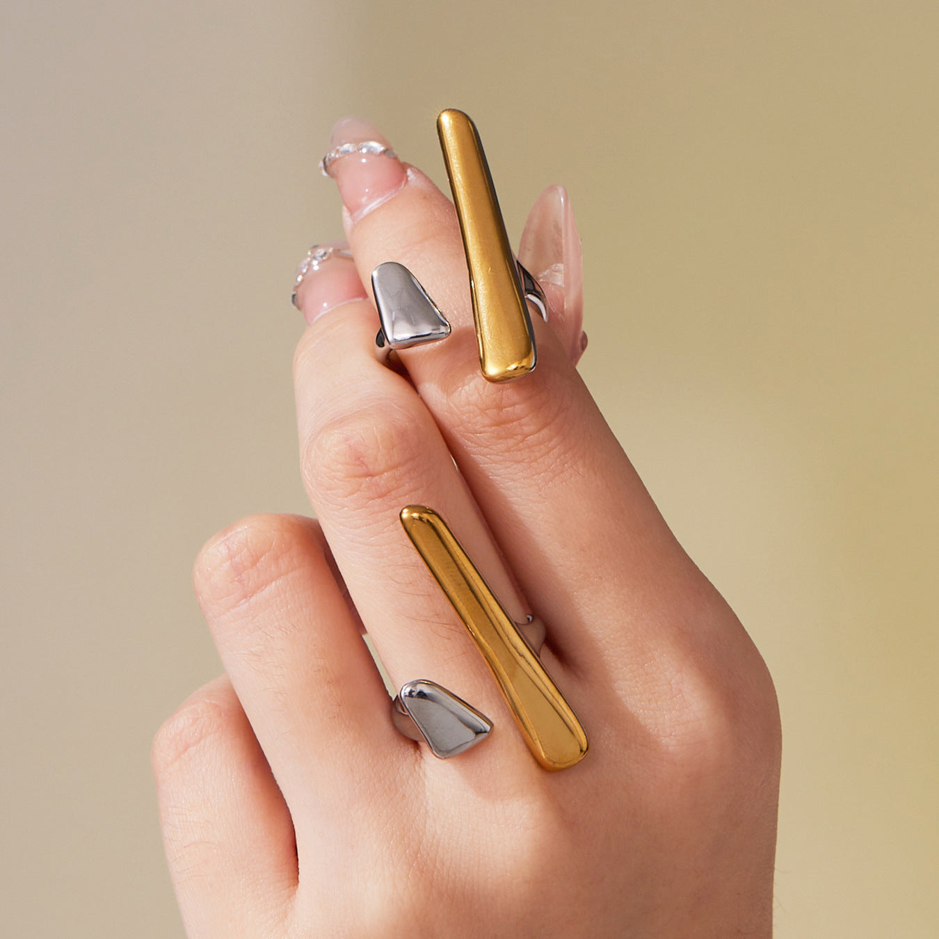 316L Stainless Steel 18K Gold Plated Fashionable Open Ring - Image 10