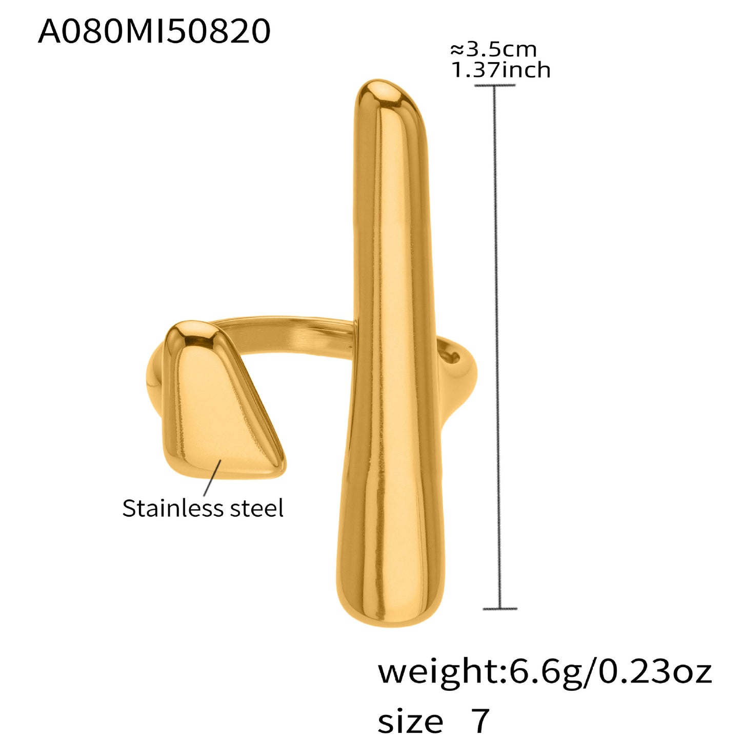 316L Stainless Steel 18K Gold Plated Fashionable Open Ring - Image 12