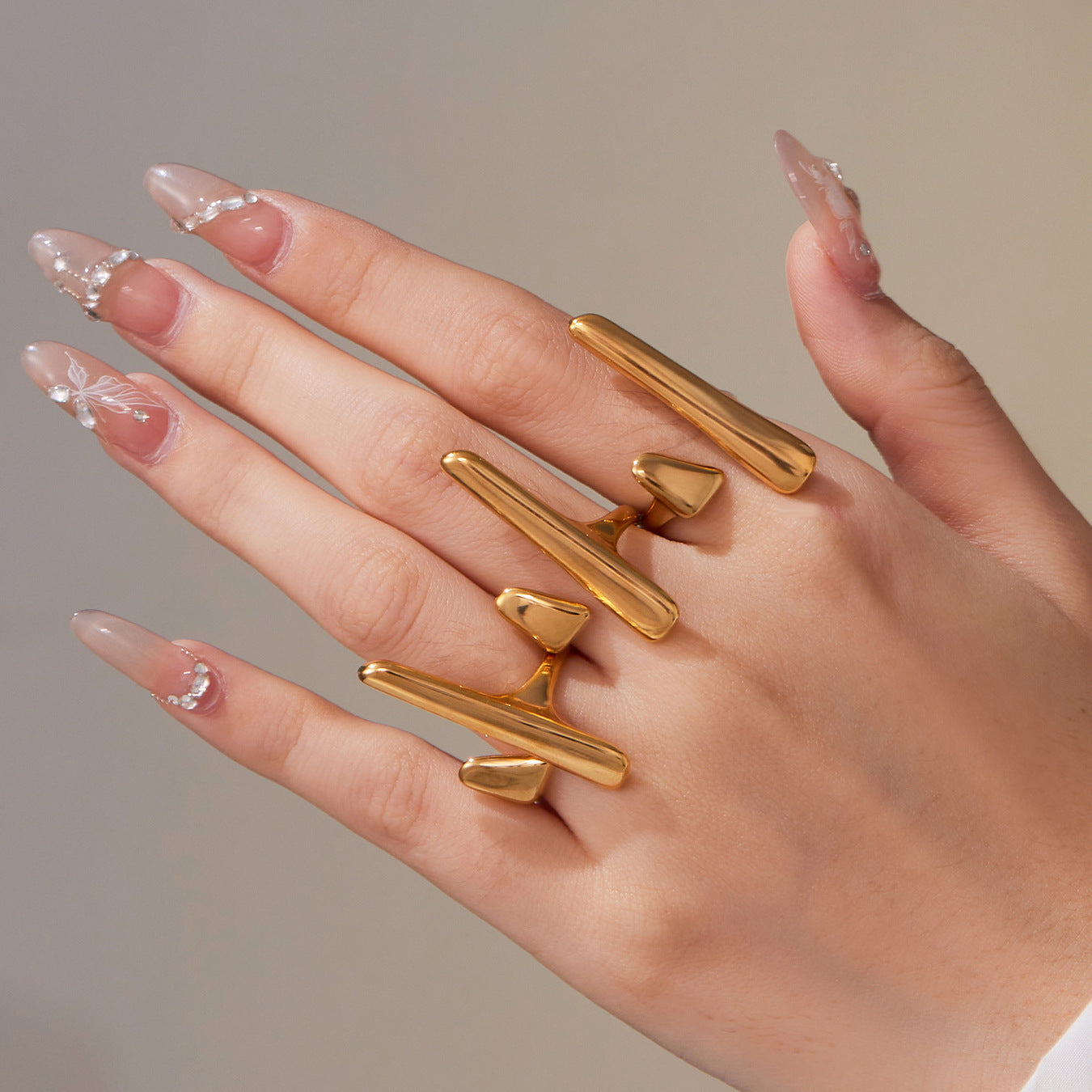 316L Stainless Steel 18K Gold Plated Fashionable Open Ring - Image 5