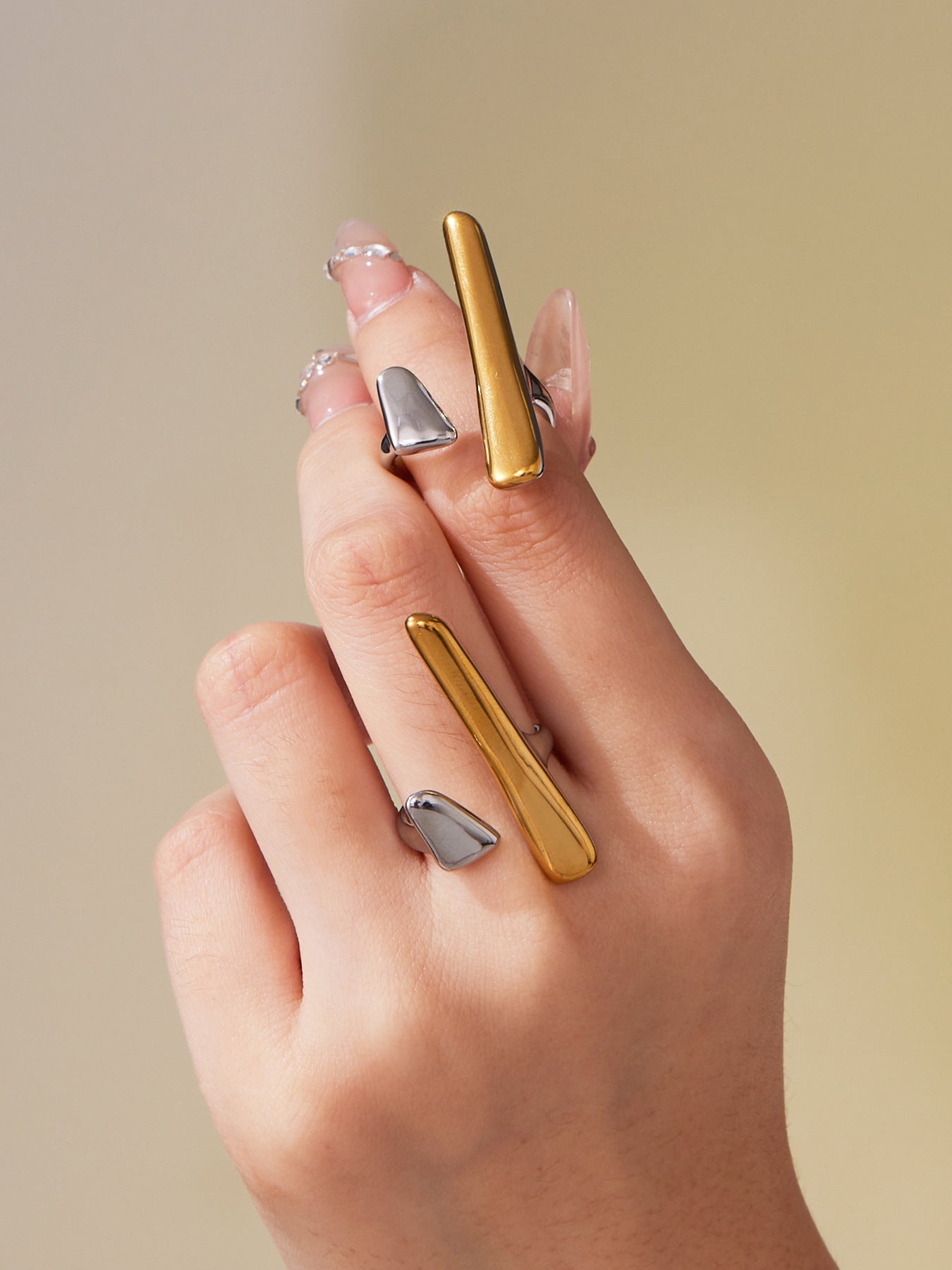 316L Stainless Steel 18K Gold Plated Fashionable Open Ring - Image 6