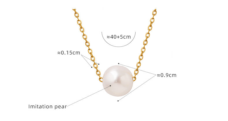 316L Stainless Steel 18K Gold Plated Faux Pearl Pendant Necklace - Image 7