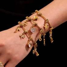 316L Stainless Steel 18K Gold Plated Figure-Eight Heart Zircon Pendant Bracelet - Image 4