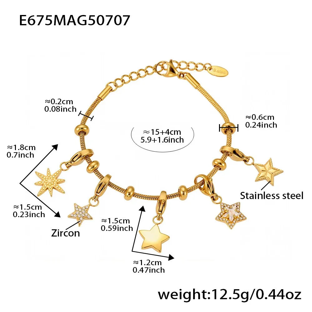 316L Stainless Steel 18K Gold Plated Figure-Eight Heart Zircon Pendant Bracelet - Image 8