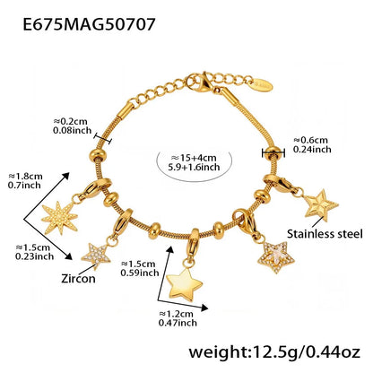 316L Stainless Steel 18K Gold Plated Figure-Eight Heart Zircon Pendant Bracelet - Image 8