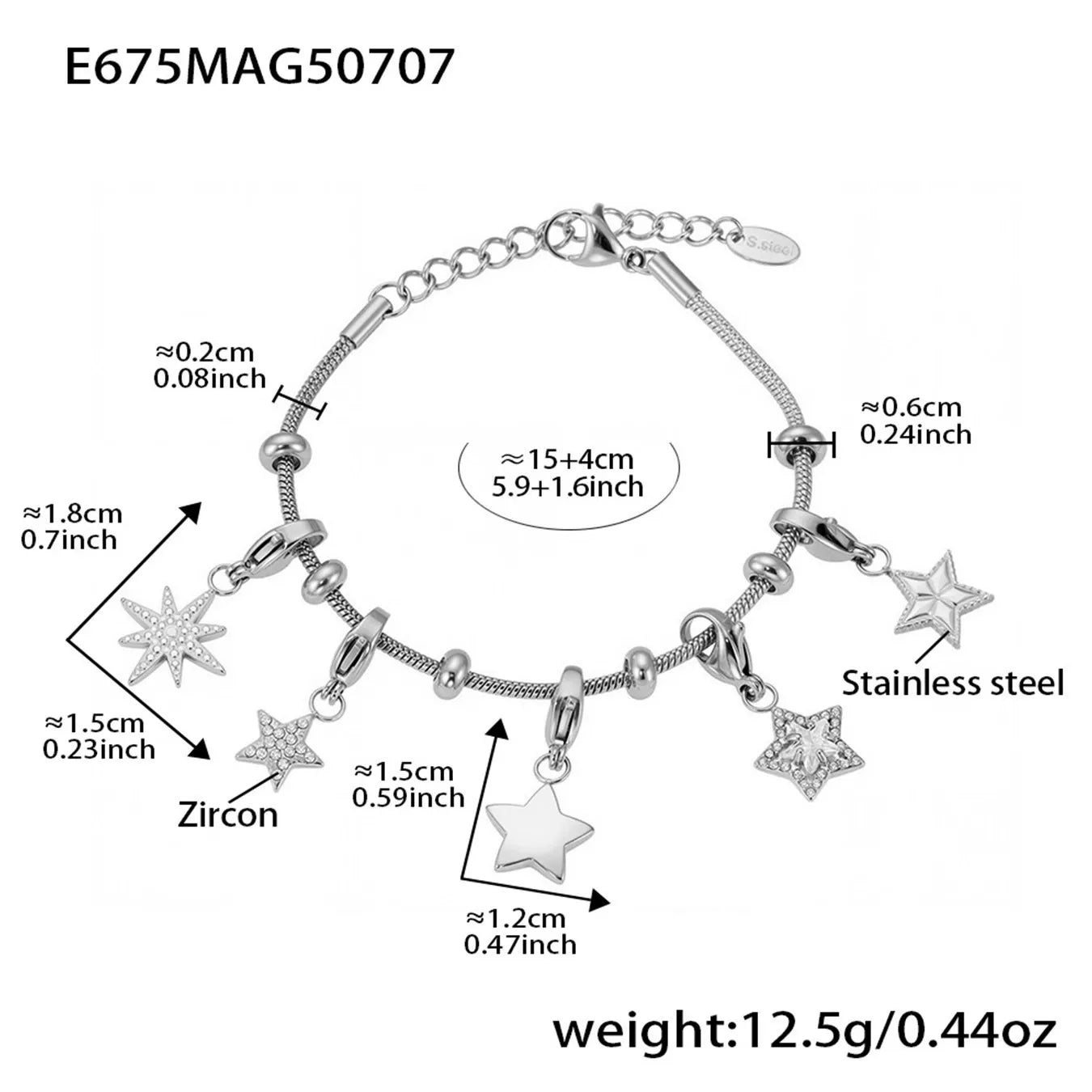 316L Stainless Steel 18K Gold Plated Figure-Eight Heart Zircon Pendant Bracelet - Image 9