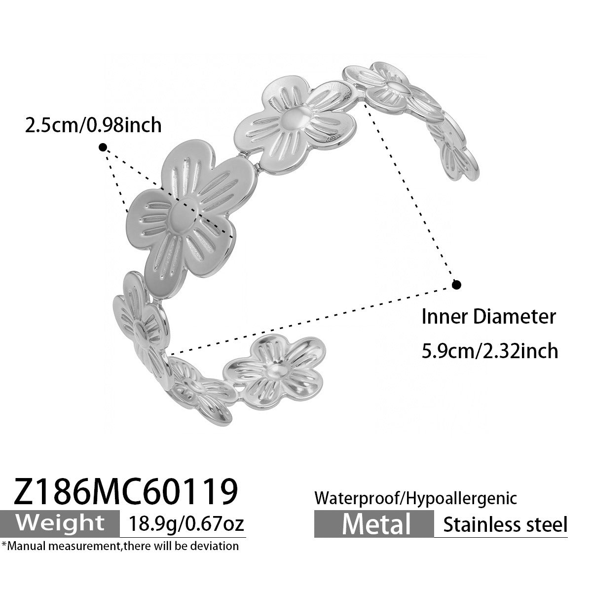 316L Stainless Steel 18K Gold Plated Filigree Floral Butterfly Open Bangle - Image 9