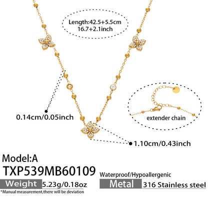316L Stainless Steel 18K Gold Plated Flower Zircon Geometric Jewelry Collection - Image 20