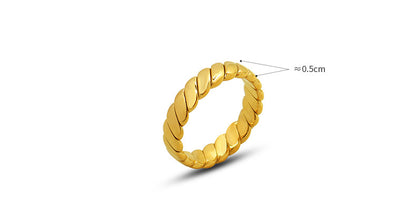 316L Stainless Steel 18K Gold Plated French Chic Geometric Band Ring - Image 8