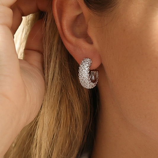 316L Stainless Steel 18K Gold Plated French Chic Quilted Stud Earrings - Image 7