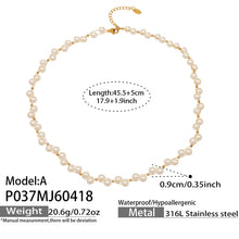 316L Stainless Steel 18K Gold PVD French Style Faux Pearl Necklace