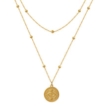 316L Stainless Steel 18K Gold Plated French Vintage Evil Eye Double Layer Necklace - Image 5