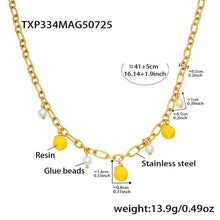 Technical dimension drawing for the 316L stainless steel lemon necklace showing the pendant size and total weight for wholesale buyers.