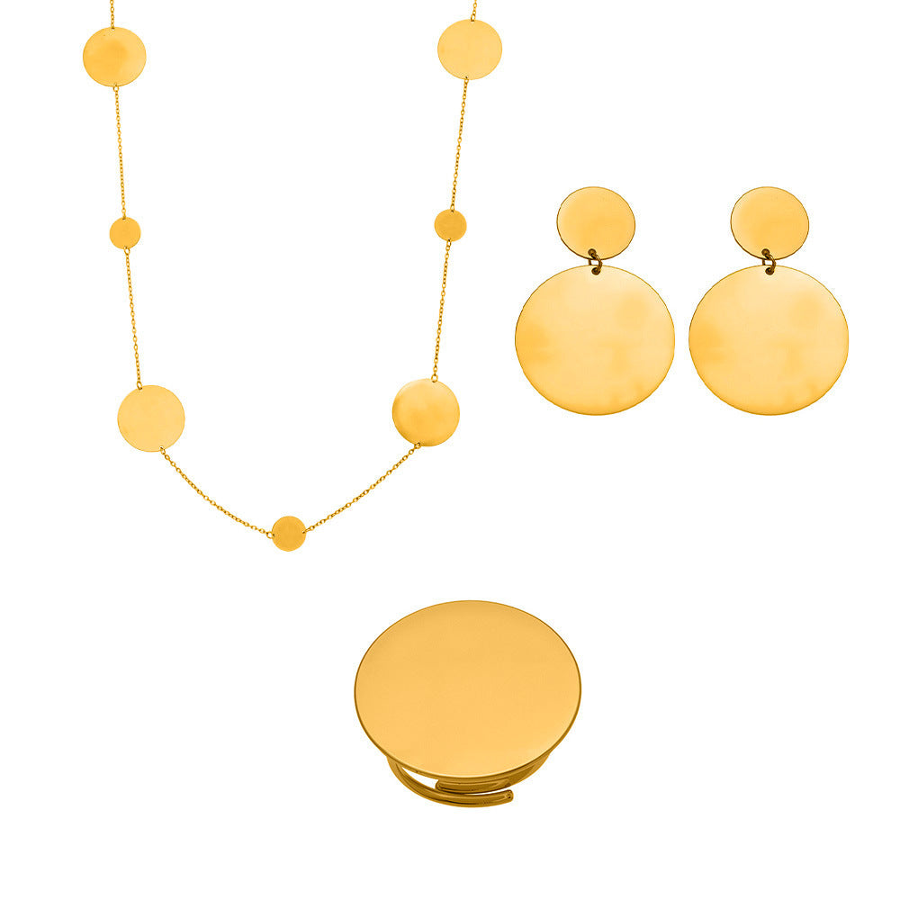 316L Stainless Steel 18K Gold Plated Geometric Circle Jewelry Collection - Image 4