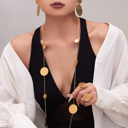 316L Stainless Steel 18K Gold Plated Geometric Circle Jewelry Collection - Image 6