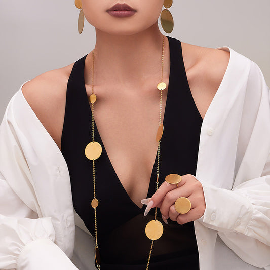 316L Stainless Steel 18K Gold Plated Geometric Circle Jewelry Collection - Image 6