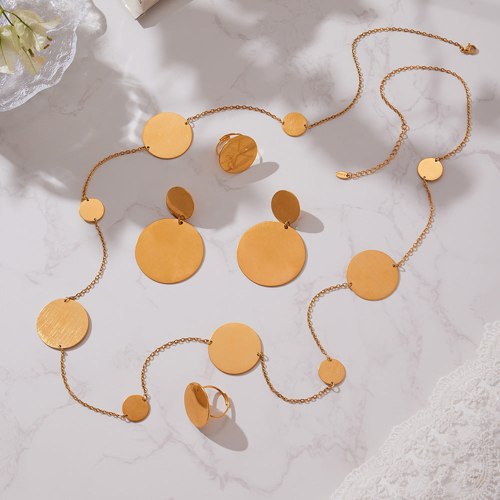 316L Stainless Steel 18K Gold Plated Geometric Circle Jewelry Collection - Image 7