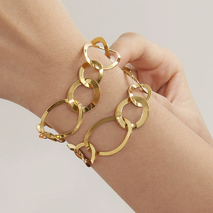 316L Stainless Steel 18K Gold Plated Geometric Linked Circle Statement Jewelry Collection - Image 5