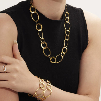 316L Stainless Steel 18K Gold Plated Geometric Linked Circle Statement Jewelry Collection - Image 6